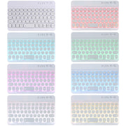 HY006D Round Keys Detachable Bluetooth Keyboard Leather Tablet Case with Colorful Backlight & Holder for iPad mini 6(Light Purple)