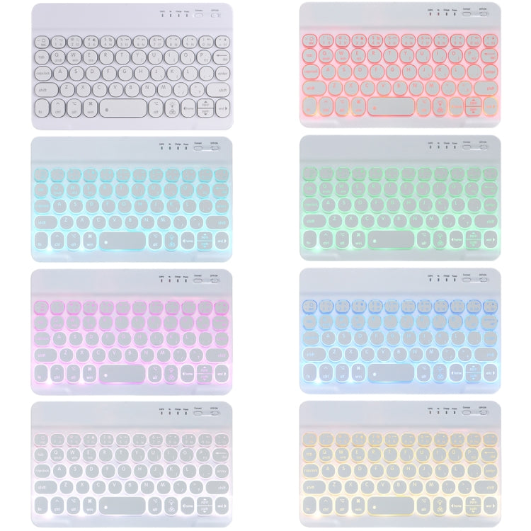 HY006D Round Keys Detachable Bluetooth Keyboard Leather Tablet Case with Colorful Backlight & Holder for iPad mini 6(Black)
