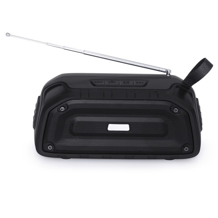 New Rixing NR-906FM TWS Water-resistant Bluetooth Speaker Support Hands-free Call / FM with Handle & Antenna(Black)