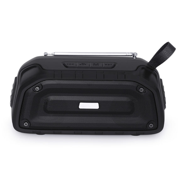 New Rixing NR-906FM TWS Water-resistant Bluetooth Speaker Support Hands-free Call / FM with Handle & Antenna(Black)