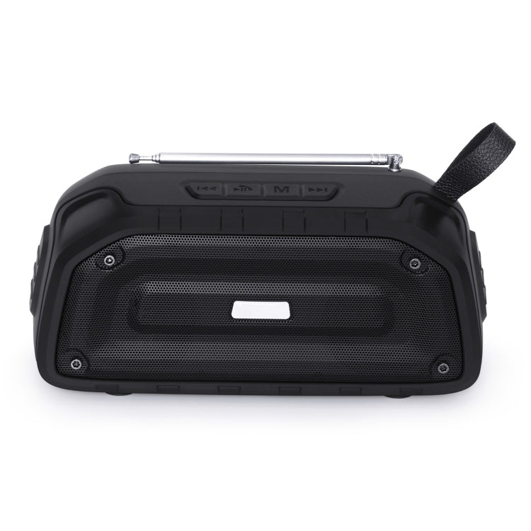 New Rixing NR-906FM TWS Water-resistant Bluetooth Speaker Support Hands-free Call / FM with Handle & Antenna(Black)