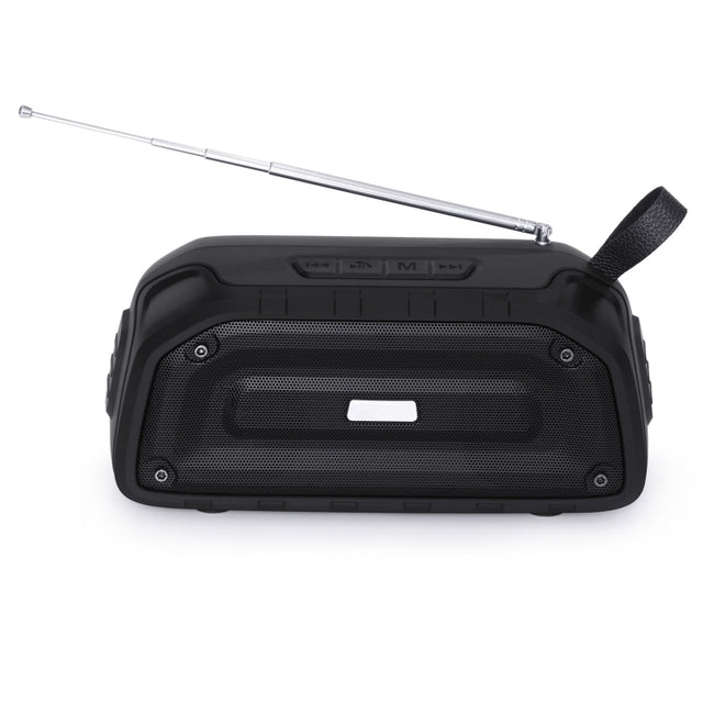 New Rixing NR-906FM TWS Water-resistant Bluetooth Speaker Support Hands-free Call / FM with Handle & Antenna(Black)
