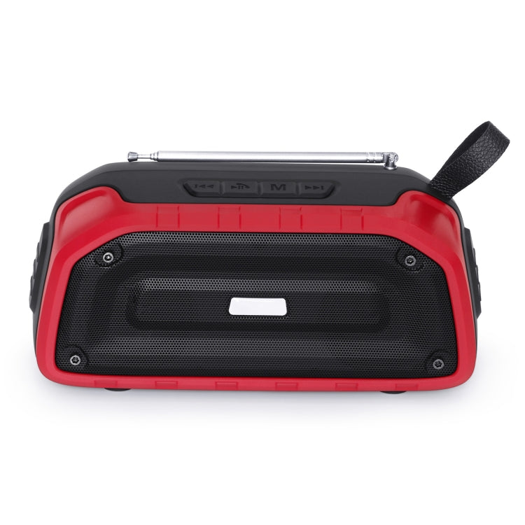 New Rixing NR-906FM TWS Water-resistant Bluetooth Speaker Support Hands-free Call / FM with Handle & Antenna(Red)