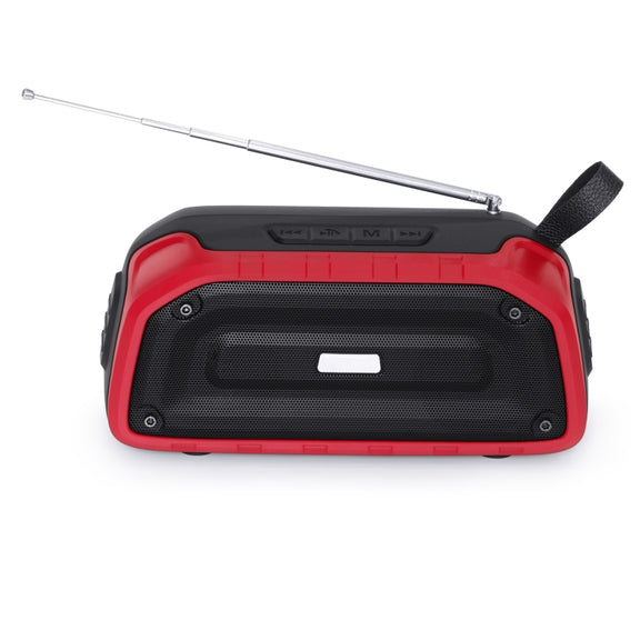 New Rixing NR-906FM TWS Water-resistant Bluetooth Speaker Support Hands-free Call / FM with Handle & Antenna(Red)