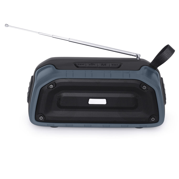 New Rixing NR-906FM TWS Water-resistant Bluetooth Speaker Support Hands-free Call / FM with Handle & Antenna(Dark Blue)