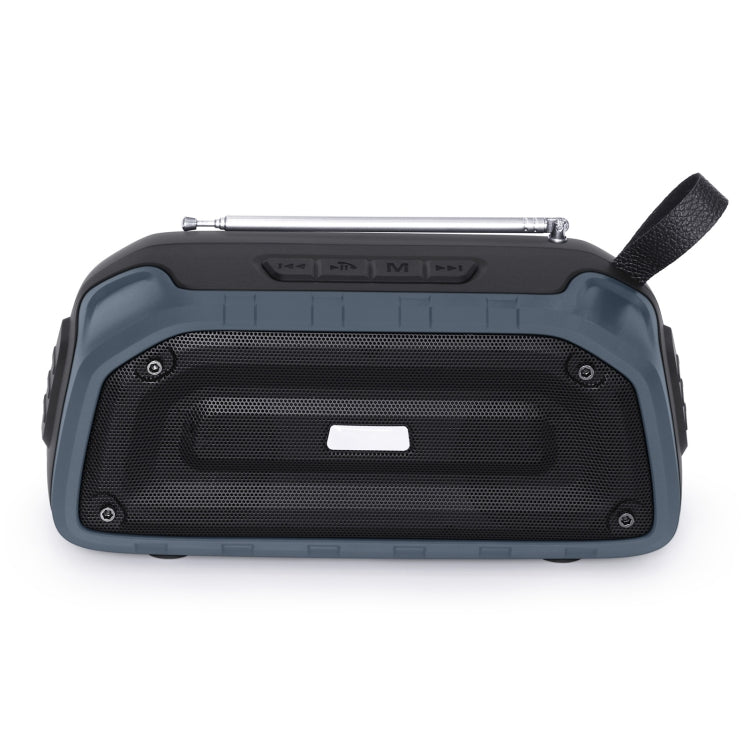 New Rixing NR-906FM TWS Water-resistant Bluetooth Speaker Support Hands-free Call / FM with Handle & Antenna(Dark Blue)