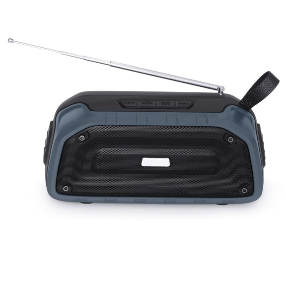 New Rixing NR-906FM TWS Water-resistant Bluetooth Speaker Support Hands-free Call / FM with Handle & Antenna(Dark Blue)