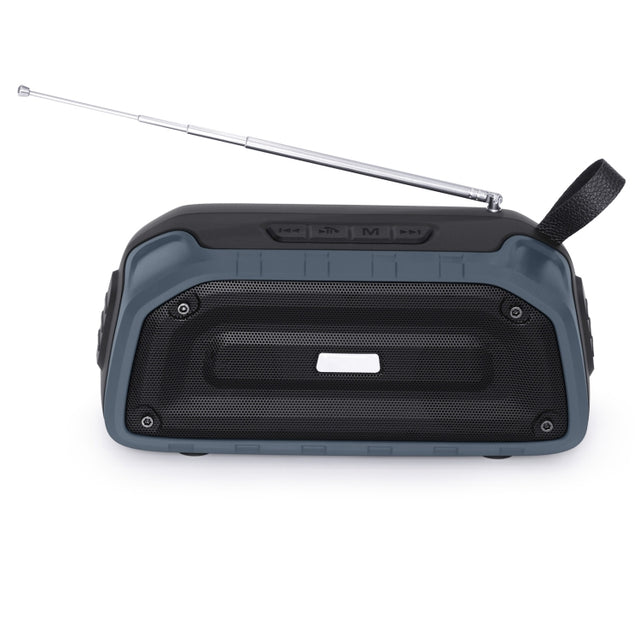 New Rixing NR-906FM TWS Water-resistant Bluetooth Speaker Support Hands-free Call / FM with Handle & Antenna(Dark Blue)