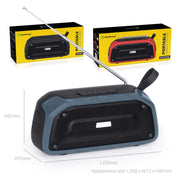 New Rixing NR-906FM TWS Water-resistant Bluetooth Speaker Support Hands-free Call / FM with Handle & Antenna(Army Green)