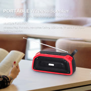 New Rixing NR-906FM TWS Water-resistant Bluetooth Speaker Support Hands-free Call / FM with Handle & Antenna(Army Green)