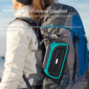 New Rixing NR-906FM TWS Water-resistant Bluetooth Speaker Support Hands-free Call / FM with Handle & Antenna(Army Green)