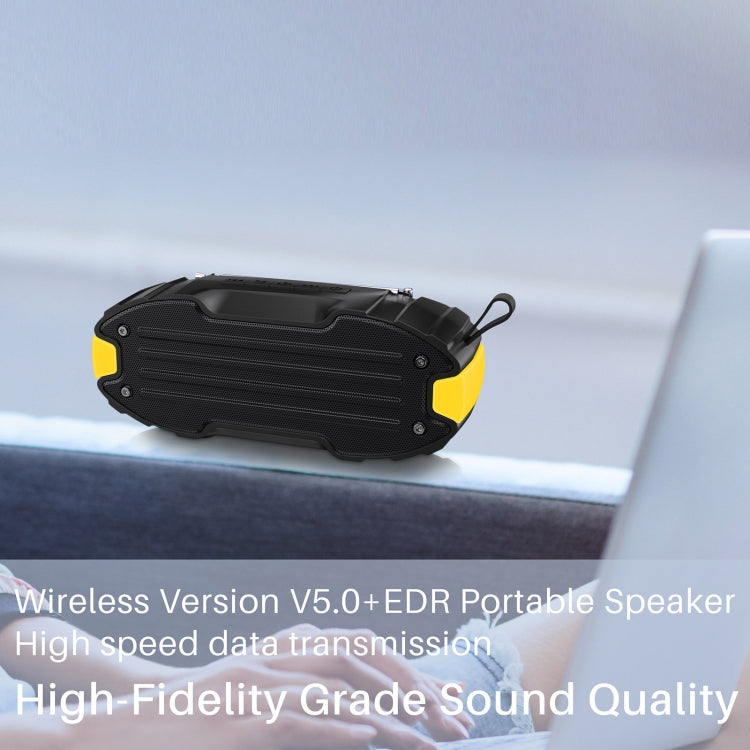 New Rixing NR-907FM TWS Outdoor Bluetooth Speaker Support Hands-free Call / FM with Handle & Antenna(Yellow)