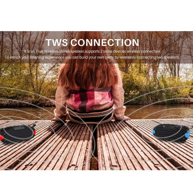 New Rixing NR-907FM TWS Outdoor Bluetooth Speaker Support Hands-free Call / FM with Handle & Antenna(Black)