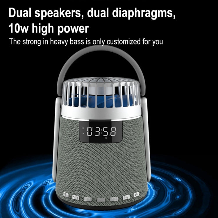 SOAIY K8 Wireless Bluetooth Dual Alarm Clock Speaker with Small Fan(Red)