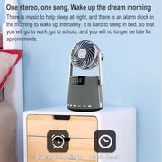 SOAIY K8 Wireless Bluetooth Dual Alarm Clock Speaker with Small Fan(Grey)