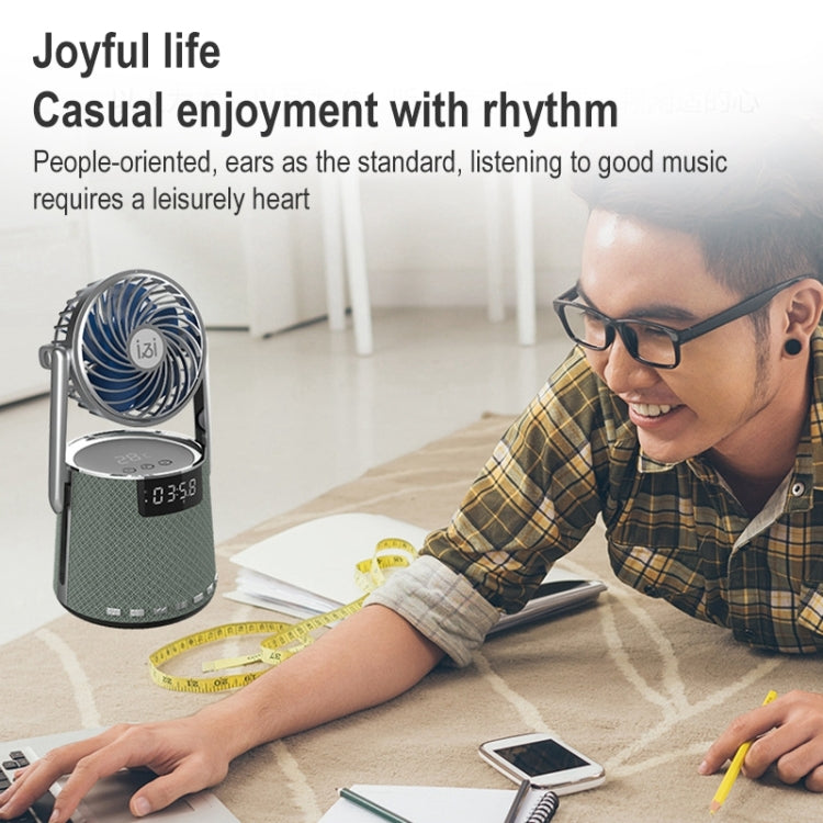 SOAIY K8 Wireless Bluetooth Dual Alarm Clock Speaker with Small Fan(Grey)
