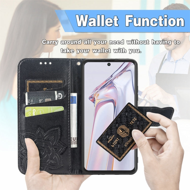 For Blackview A100 Butterfly Love Flower Embossed Horizontal Flip Leather Case with Holder & Card Slots & Wallet & Lanyard(Black)