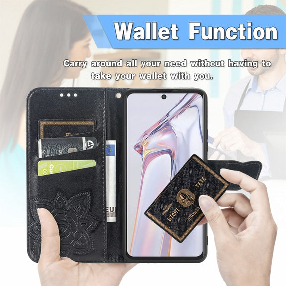 For Blackview A100 Butterfly Love Flower Embossed Horizontal Flip Leather Case with Holder & Card Slots & Wallet & Lanyard(Black)