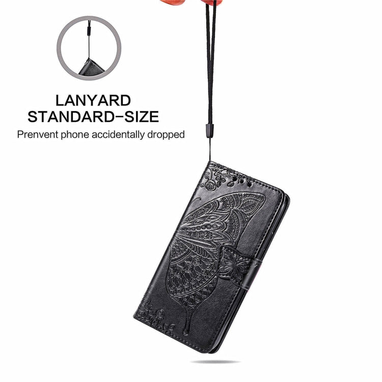 For Blackview A100 Butterfly Love Flower Embossed Horizontal Flip Leather Case with Holder & Card Slots & Wallet & Lanyard(Black)