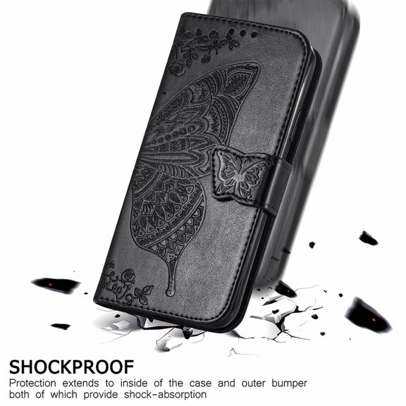 For Blackview A100 Butterfly Love Flower Embossed Horizontal Flip Leather Case with Holder & Card Slots & Wallet & Lanyard(Black)