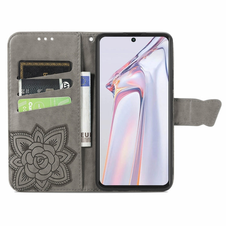 For Blackview A100 Butterfly Love Flower Embossed Horizontal Flip Leather Case with Holder & Card Slots & Wallet & Lanyard(Gray)
