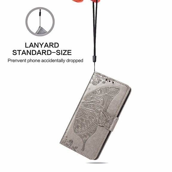 For Blackview A100 Butterfly Love Flower Embossed Horizontal Flip Leather Case with Holder & Card Slots & Wallet & Lanyard(Gray)