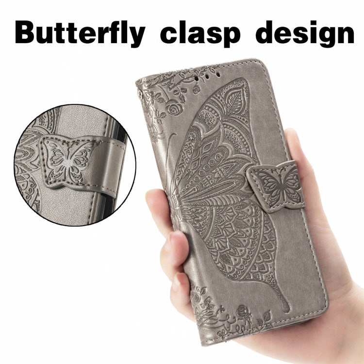 For Blackview A100 Butterfly Love Flower Embossed Horizontal Flip Leather Case with Holder & Card Slots & Wallet & Lanyard(Gray)