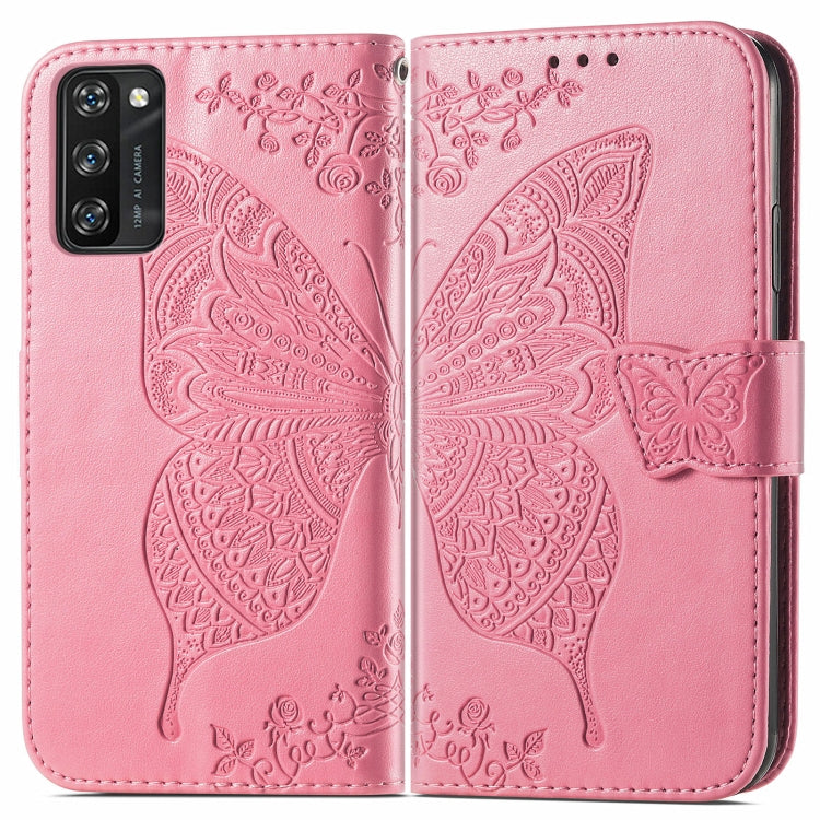 For Blackview A100 Butterfly Love Flower Embossed Horizontal Flip Leather Case with Holder & Card Slots & Wallet & Lanyard(Pink)