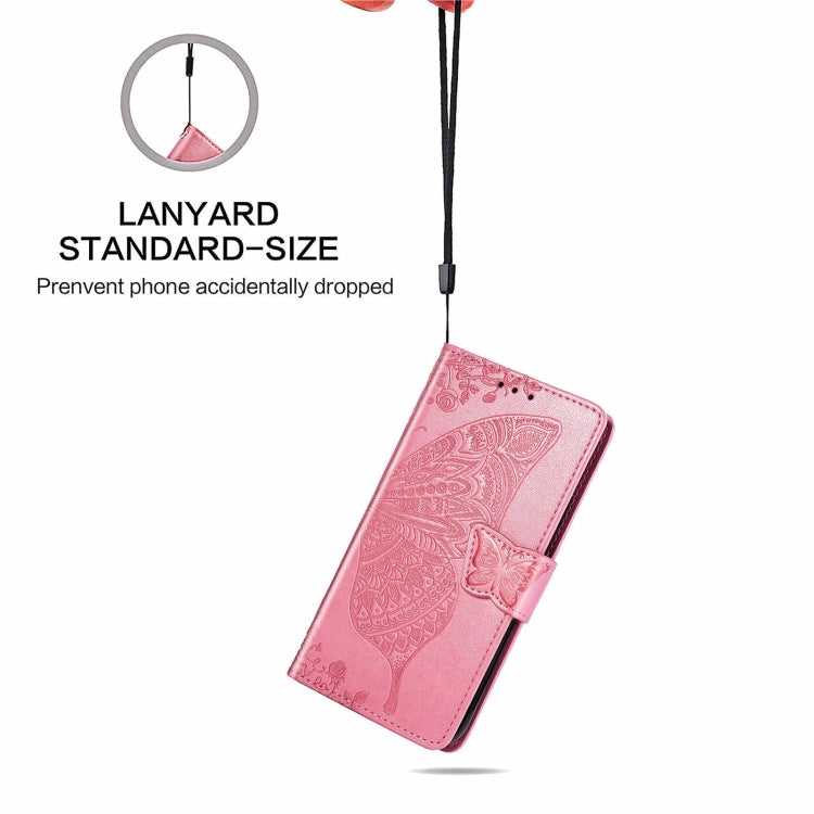 For Blackview A100 Butterfly Love Flower Embossed Horizontal Flip Leather Case with Holder & Card Slots & Wallet & Lanyard(Pink)