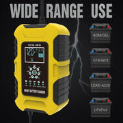 FOXSUR 10A 12V 7-segment Motorcycle / Car Smart Battery Charger, Plug Type:UK Plug(Yellow)
