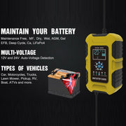 FOXSUR 10A 12V 7-segment Motorcycle / Car Smart Battery Charger, Plug Type:US Plug(Yellow)