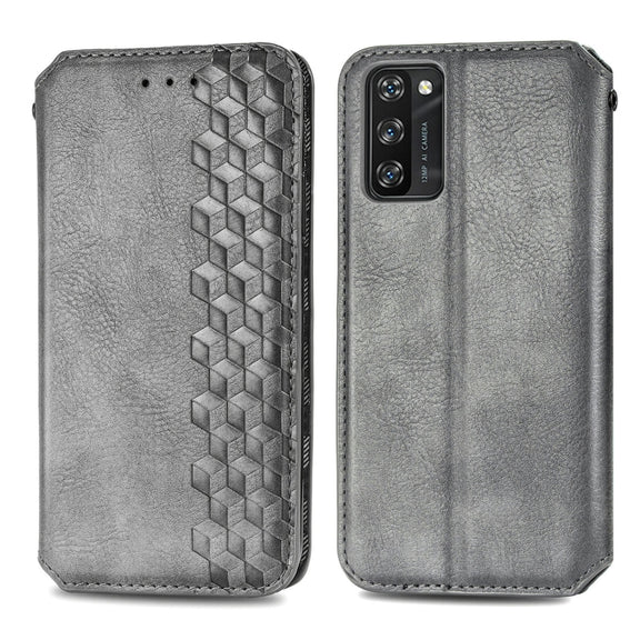 For Blackview A100 Cubic Grid Pressed Horizontal Flip Magnetic PU Leather Case with Holder & Card Slots & Wallet(Grey)
