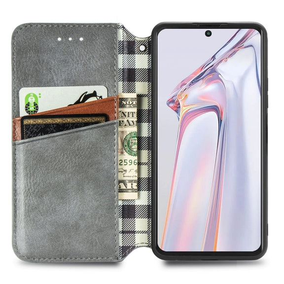 For Blackview A100 Cubic Grid Pressed Horizontal Flip Magnetic PU Leather Case with Holder & Card Slots & Wallet(Grey)