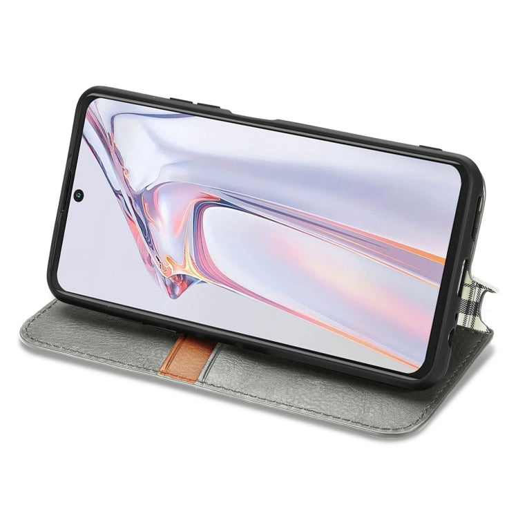 For Blackview A100 Cubic Grid Pressed Horizontal Flip Magnetic PU Leather Case with Holder & Card Slots & Wallet(Grey)