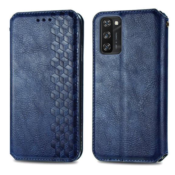 For Blackview A100 Cubic Grid Pressed Horizontal Flip Magnetic PU Leather Case with Holder & Card Slots & Wallet(Blue)