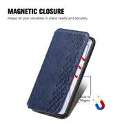 For Blackview A100 Cubic Grid Pressed Horizontal Flip Magnetic PU Leather Case with Holder & Card Slots & Wallet(Blue)