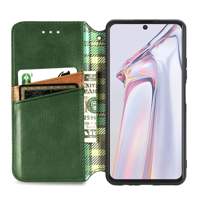 For Blackview A100 Cubic Grid Pressed Horizontal Flip Magnetic PU Leather Case with Holder & Card Slots & Wallet(Green)