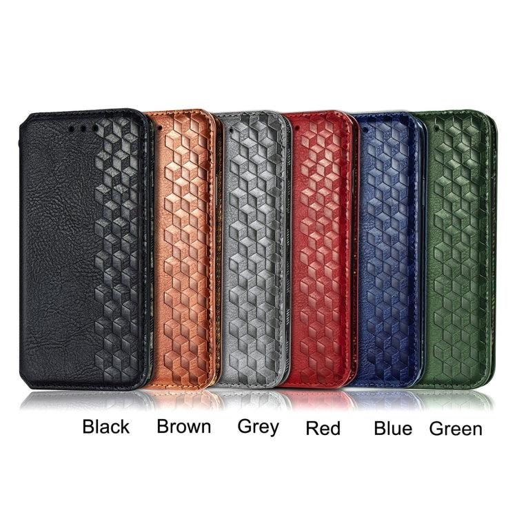 For Blackview A100 Cubic Grid Pressed Horizontal Flip Magnetic PU Leather Case with Holder & Card Slots & Wallet(Red)