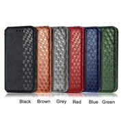 For Blackview A100 Cubic Grid Pressed Horizontal Flip Magnetic PU Leather Case with Holder & Card Slots & Wallet(Brown)