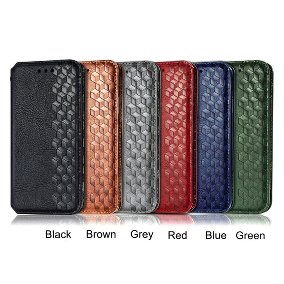 For Blackview A100 Cubic Grid Pressed Horizontal Flip Magnetic PU Leather Case with Holder & Card Slots & Wallet(Blue)