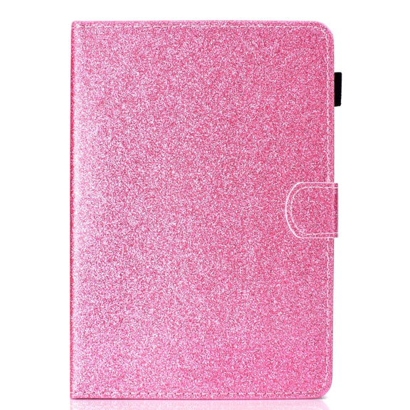 For 10 inch Tablet Varnish Glitter Powder Horizontal Flip Leather Case with Holder & Card Slot(Pink)