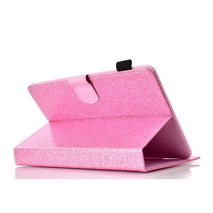 For 10 inch Tablet Varnish Glitter Powder Horizontal Flip Leather Case with Holder & Card Slot(Pink)