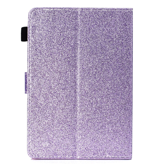 For 10 inch Tablet Varnish Glitter Powder Horizontal Flip Leather Case with Holder & Card Slot(Purple)