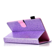 For 10 inch Tablet Varnish Glitter Powder Horizontal Flip Leather Case with Holder & Card Slot(Purple)