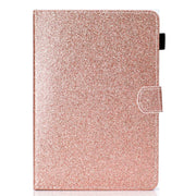 For 10 inch Tablet Varnish Glitter Powder Horizontal Flip Leather Case with Holder & Card Slot(Rose Gold)