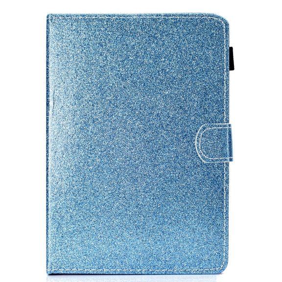 For 10 inch Tablet Varnish Glitter Powder Horizontal Flip Leather Case with Holder & Card Slot(Blue)