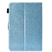 For 10 inch Tablet Varnish Glitter Powder Horizontal Flip Leather Case with Holder & Card Slot(Blue)