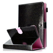 For 10 inch Tablet Varnish Glitter Powder Horizontal Flip Leather Case with Holder & Card Slot(Black)