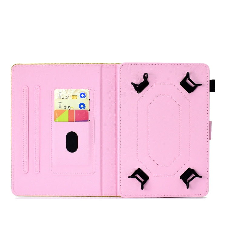 For 10 inch Tablet Varnish Glitter Powder Horizontal Flip Leather Case with Holder & Card Slot(Black)
