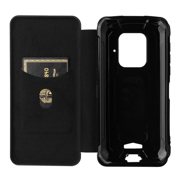 For Doogee S59 / S59 Pro Carbon Fiber Texture Horizontal Flip TPU + PC + PU Leather Case with Card Slot(Black)